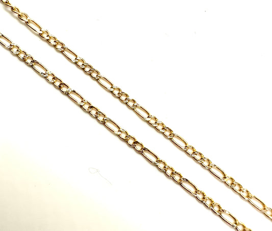 10K Gold Figaro Pave Chain 2mm