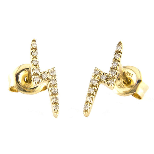 Yellow Gold Lighting Single Micro Pave Diamond Earrings (Diamond Fashion Earring (Yg/Sc))