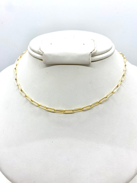 14K Gold Paper Clip Chain Necklace
