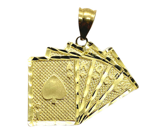 10K Gold Ace Cards Pendant